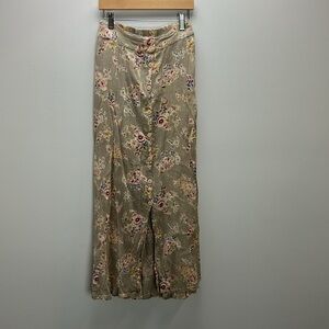 Vintage Cream Pink Maxi Skirt Pleated Resort Wear